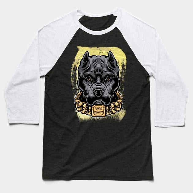 Bone Daddy Fierce Bully Dog Baseball T-Shirt by Long-N-Short-Shop